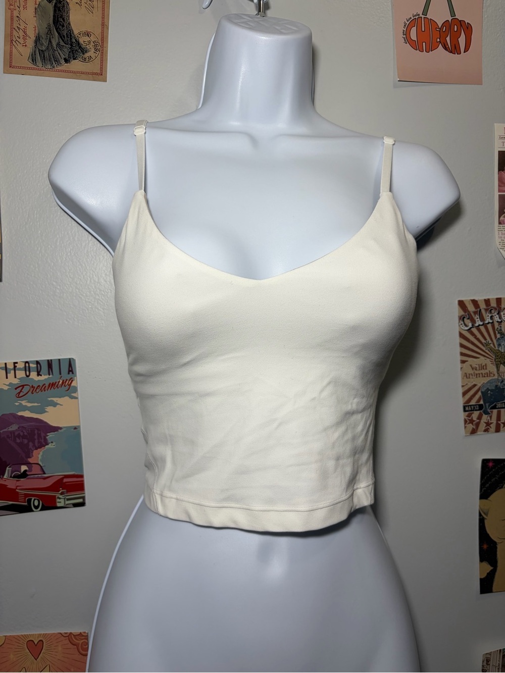 lululemon athletica Cream Cropped V-Neck Tank Bra
